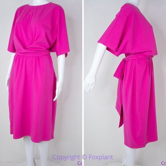 NEW Eloquii Pink‎ Cross Front Flutter Sleeve Dress, size 26 - Picture 4 of 15